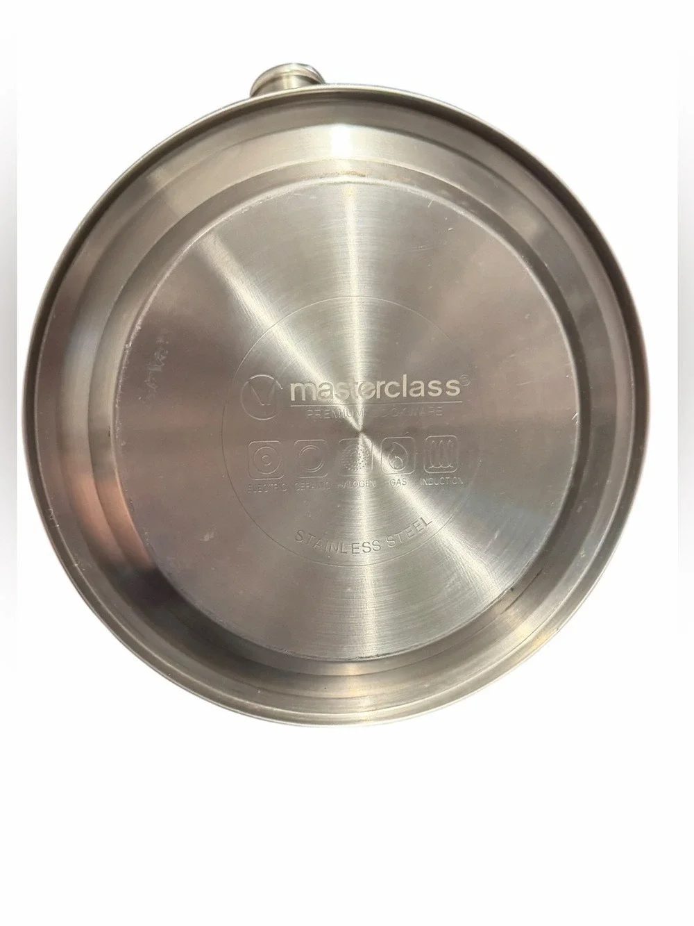 Masterclass Brushed Stainless Steel Whistling Tea Kettle Red Ergo Handles